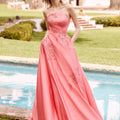 Satin A-Line with Beaded Lace Appliqués Morilee