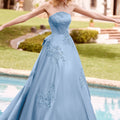 Satin A-Line with Beaded Lace Appliqués Morilee