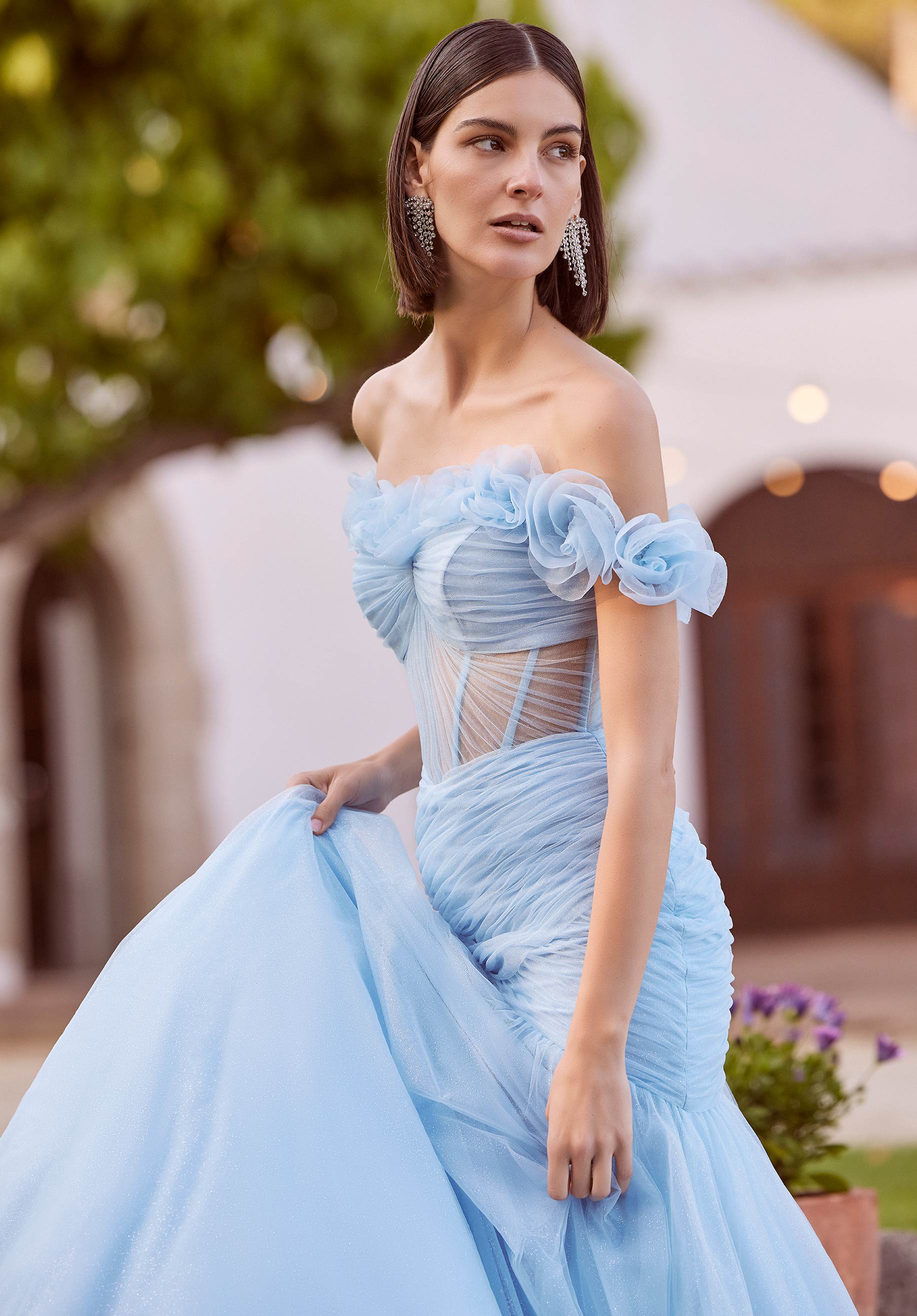 Asymmetrically Draped Tulle Mermaid Morilee