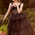 Tiered Sparkle Tulle Ball Gown with Sheer Stylized Corset Morilee