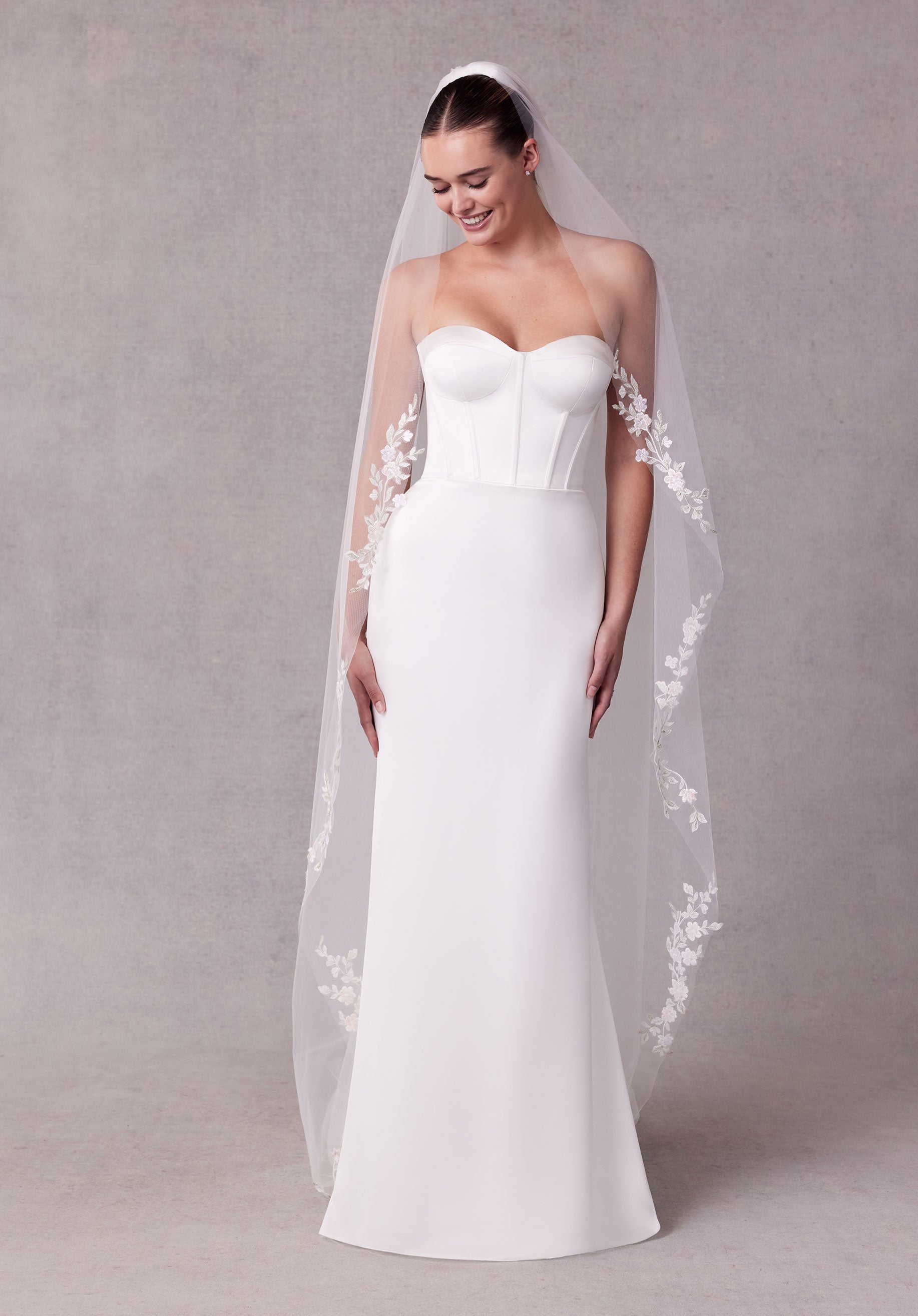 Cathedral Length Tulle Veil with Colorful Embroidered Appliqués