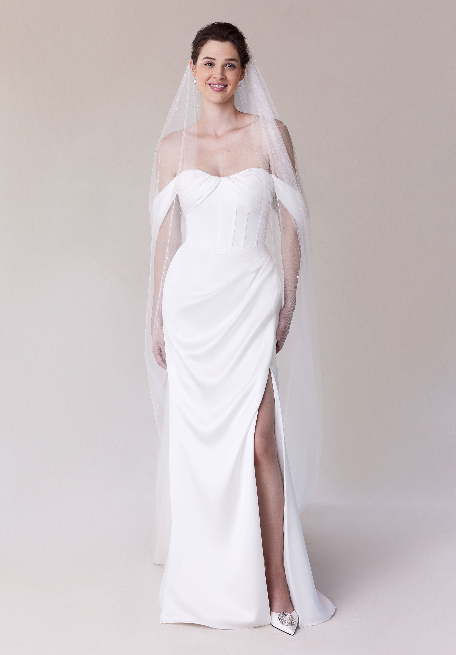 Scattered Pearl Cathedral Length Tulle Veil