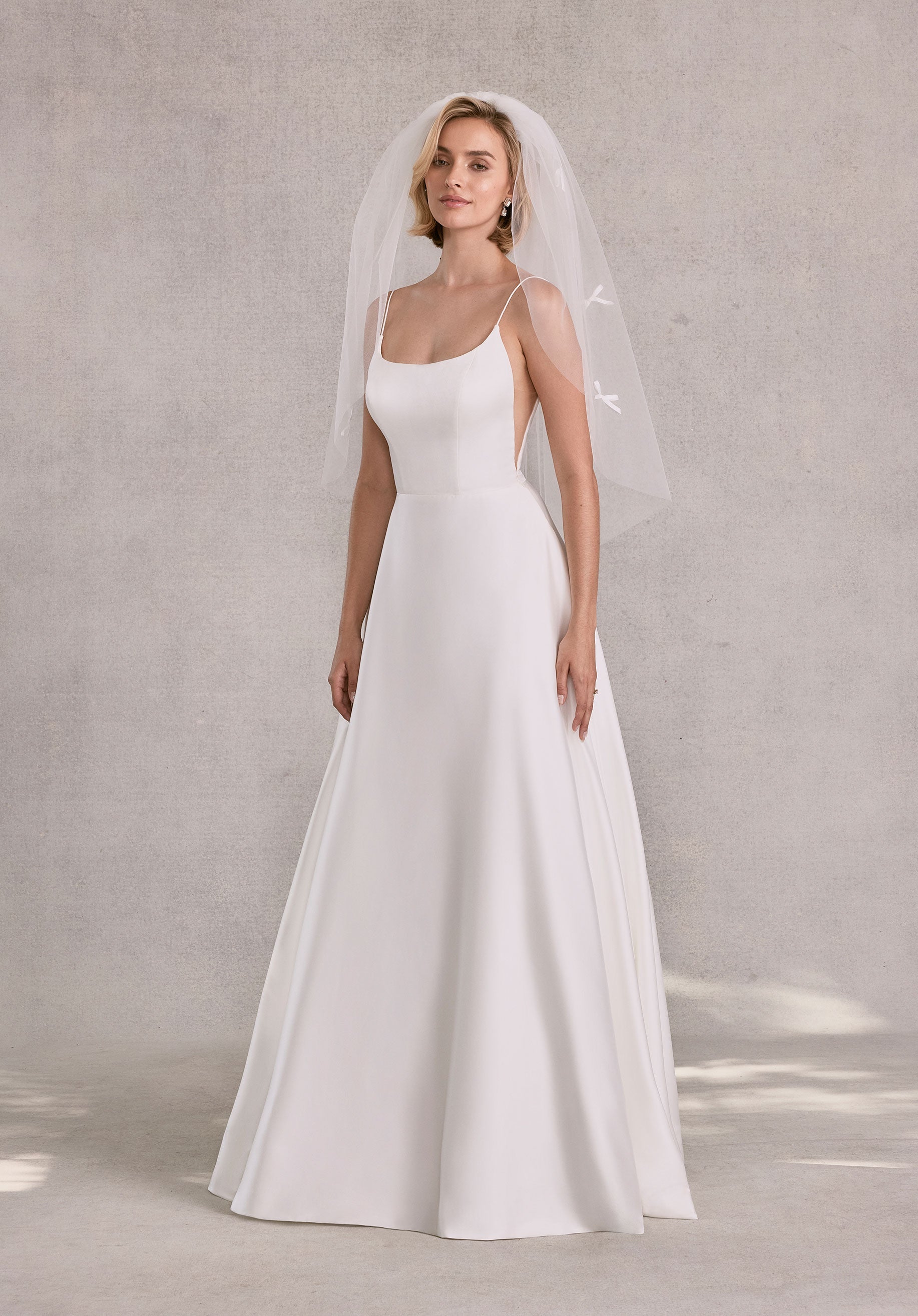 Elbow Length Tulle Veil with Scattered Satin Bows