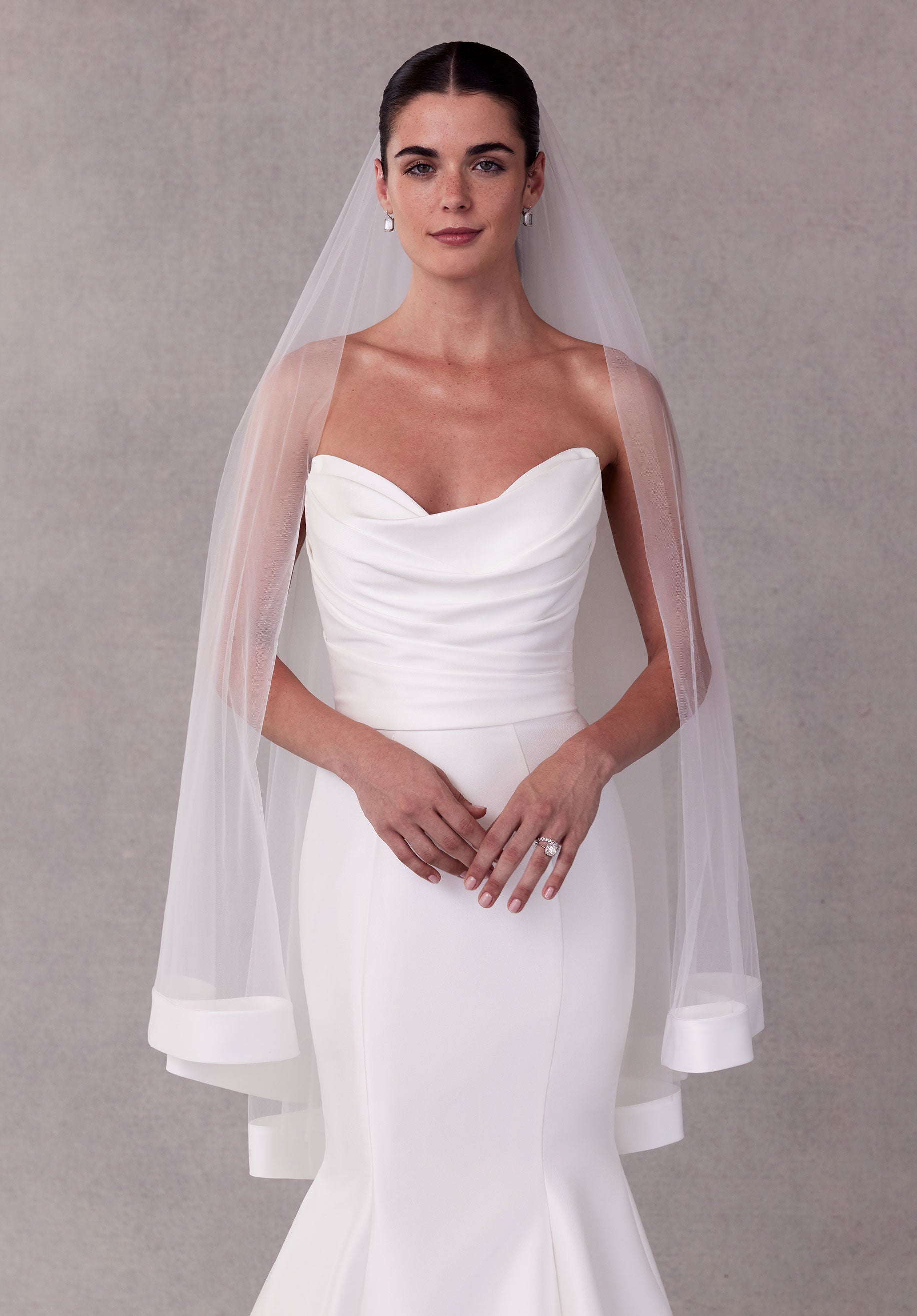 Fingertip Length Veil with Satin Edge