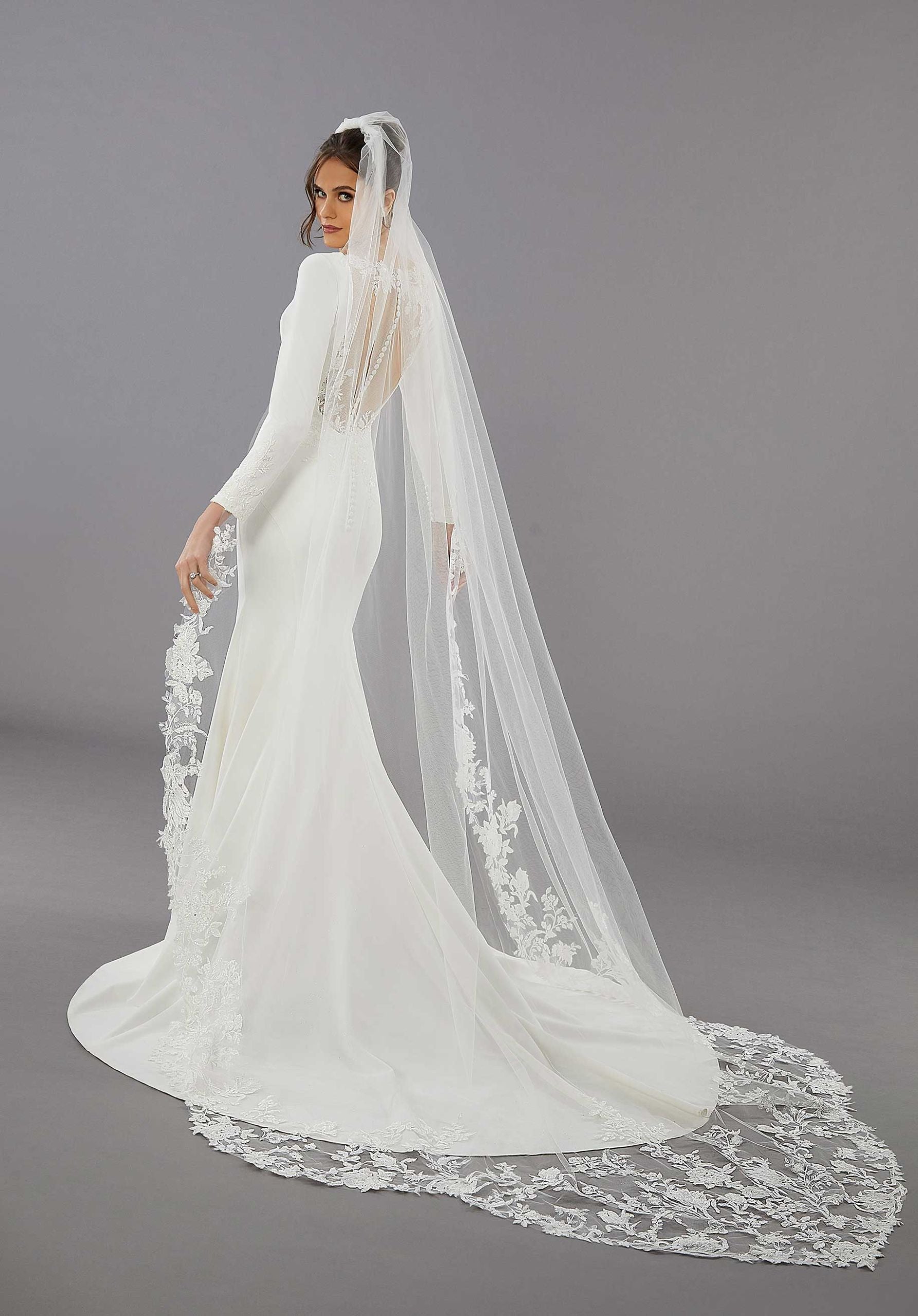 Pointed Lace Cathedral Length Veil Madeline Gardner